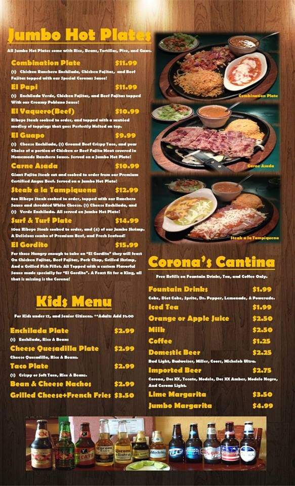 Coronas Mexican Restaurant - Rockdale, TX menu_pic