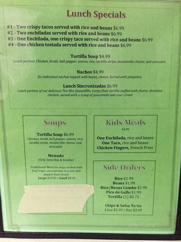Mayito's Mexican Restaurant - Leander, TX menu_pic