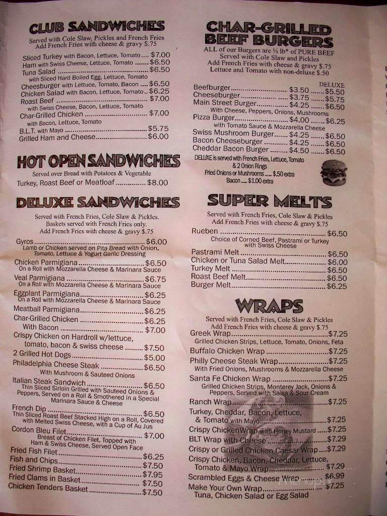 Columbia Diner - Valatie, NY menu_pic