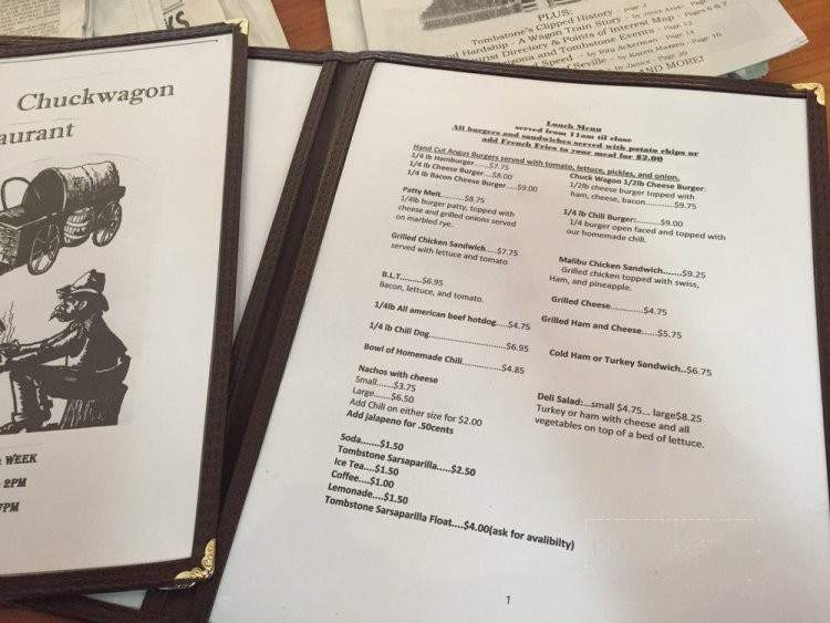 Brenda's Chuckwagon Restaurant - Tombstone, AZ menu_pic