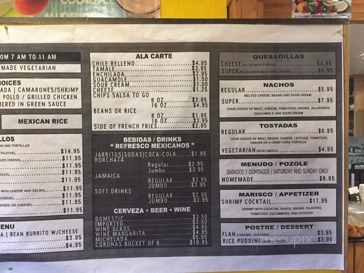 Taqueria Aguas Blancas - Coloma, CA menu_pic