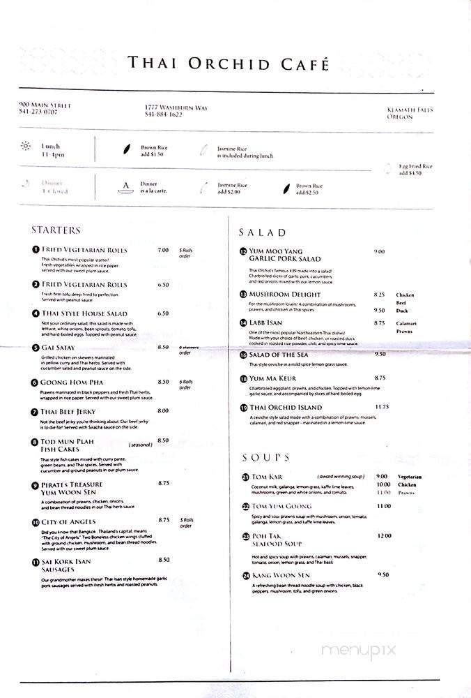 Thai orchid cafe - Klamath Falls, OR menu_pic