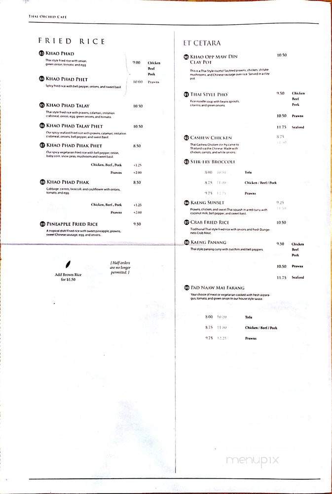 Thai orchid cafe - Klamath Falls, OR menu_pic