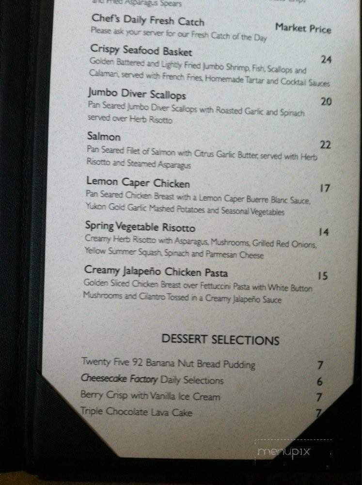 Twenty Five 92 - San Diego, CA menu_pic