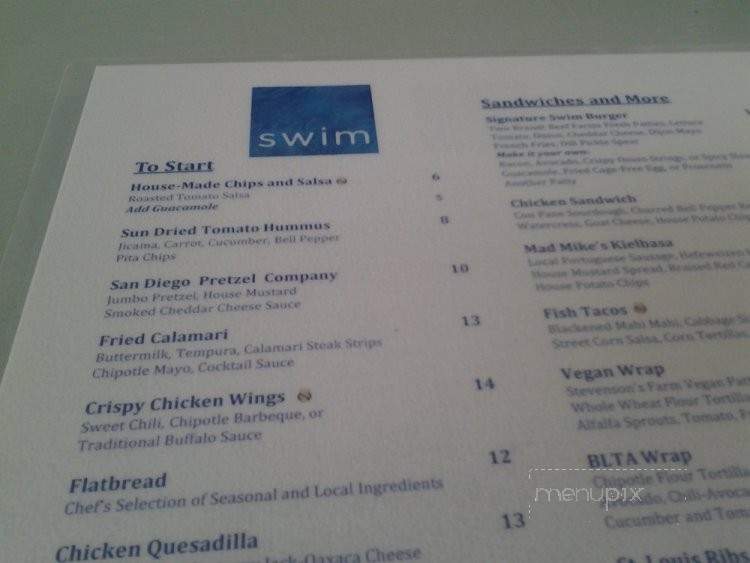 SWIM Lounge - San Diego, CA menu_pic