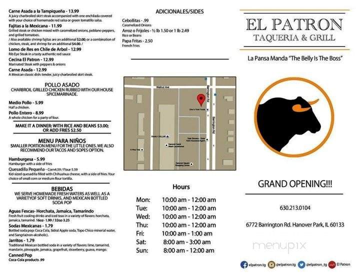 El Patron, Taqueria and Grill - Hanover Park, IL menu_pic