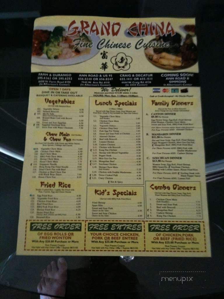 Grand China Fine Chinese Cuisine - Las Vegas, NV menu_pic