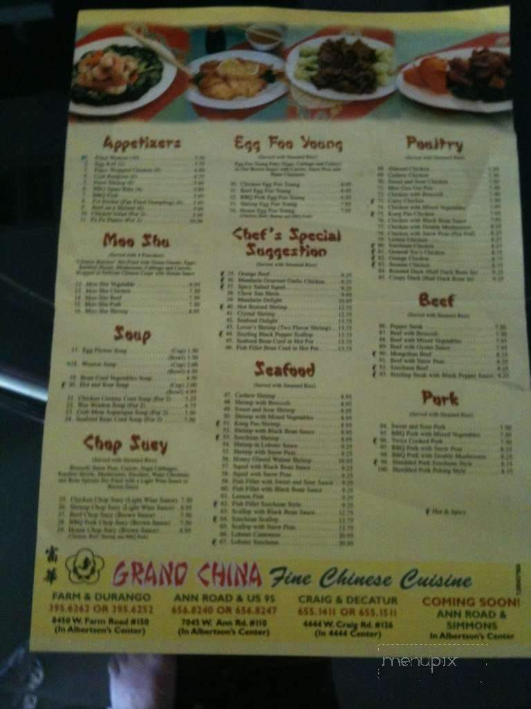 Grand China Fine Chinese Cuisine - Las Vegas, NV menu_pic