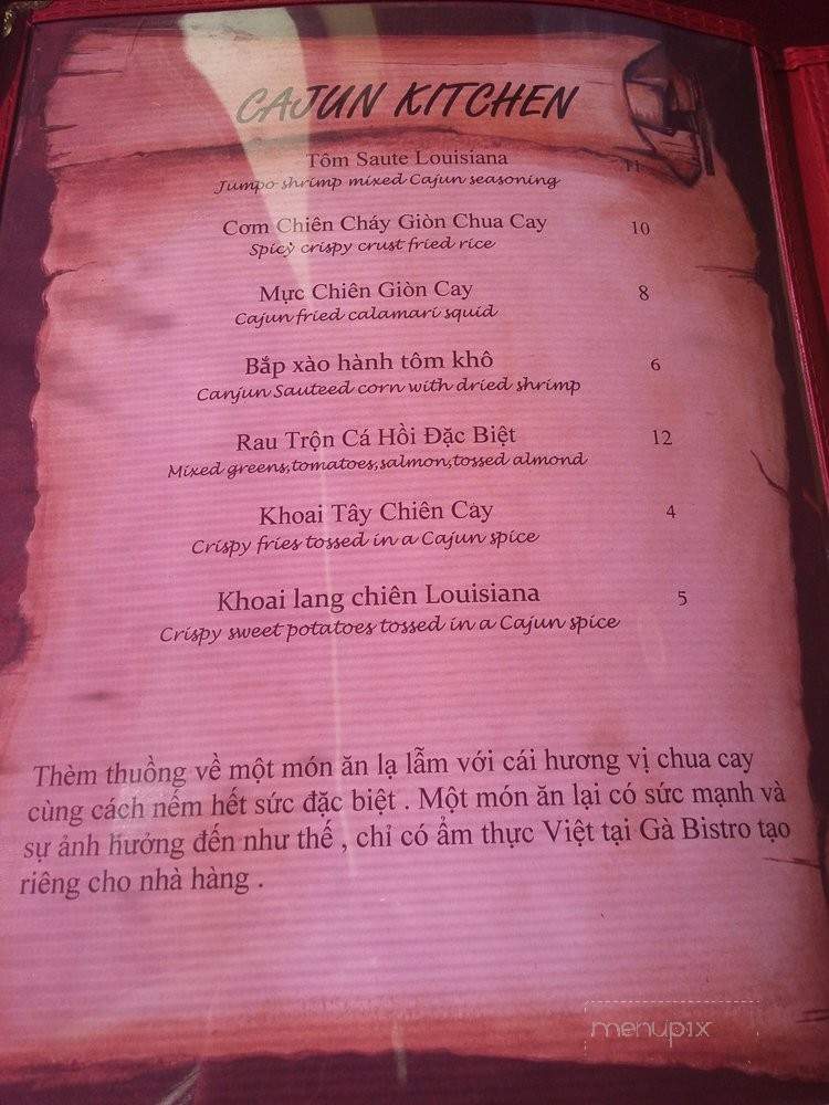 Ga Bistro - Garden Grove, CA menu_pic