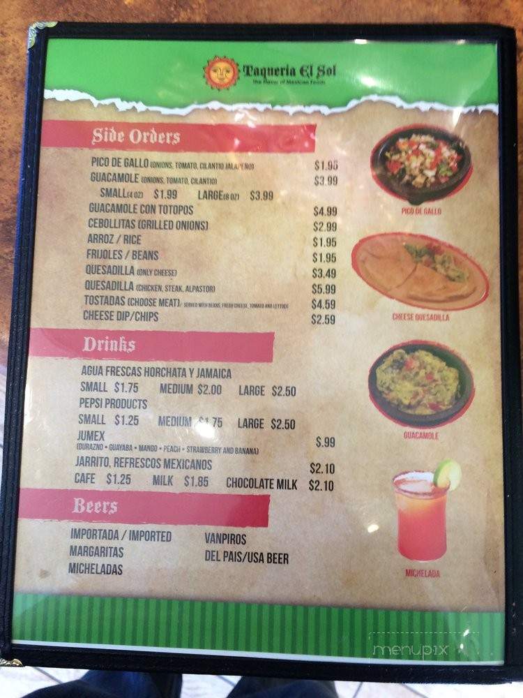 Taqueria El Sol - Marshfield, WI menu_pic
