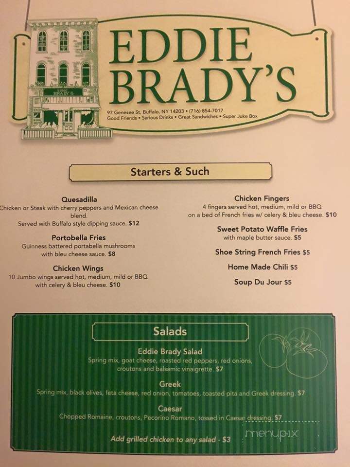 Eddie Brady's Tavern - Buffalo, NY menu_pic