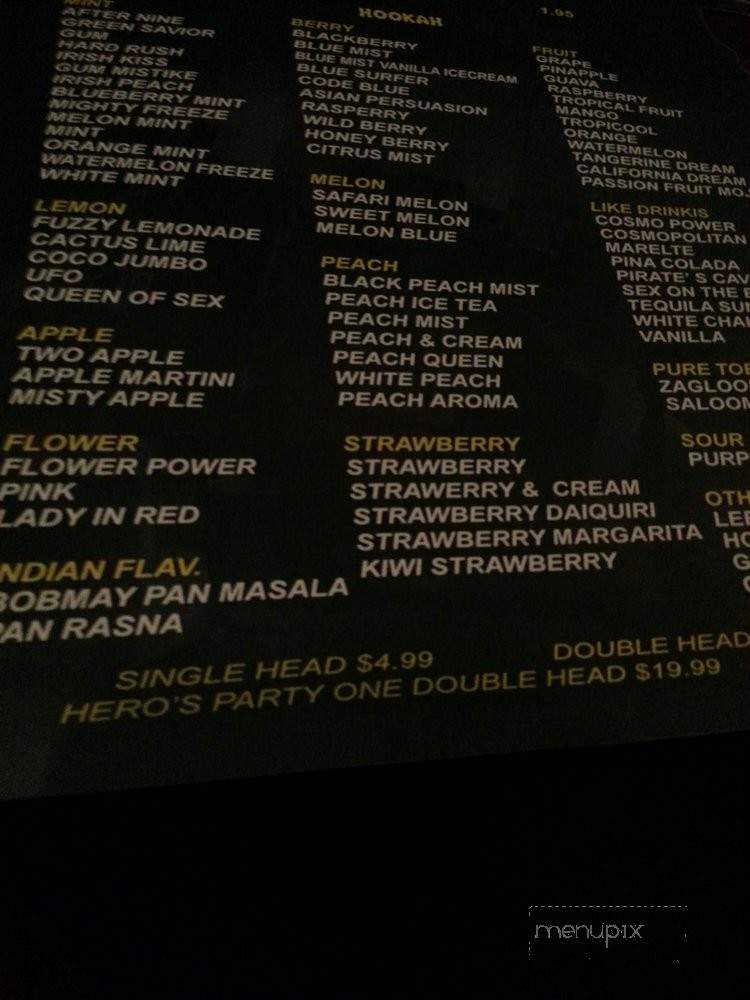 Hero Hookah Lounge - Mechanicsburg, PA menu_pic