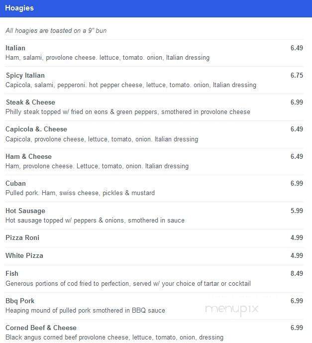 Johnny's Wife's Place II - Irwin, PA menu_pic