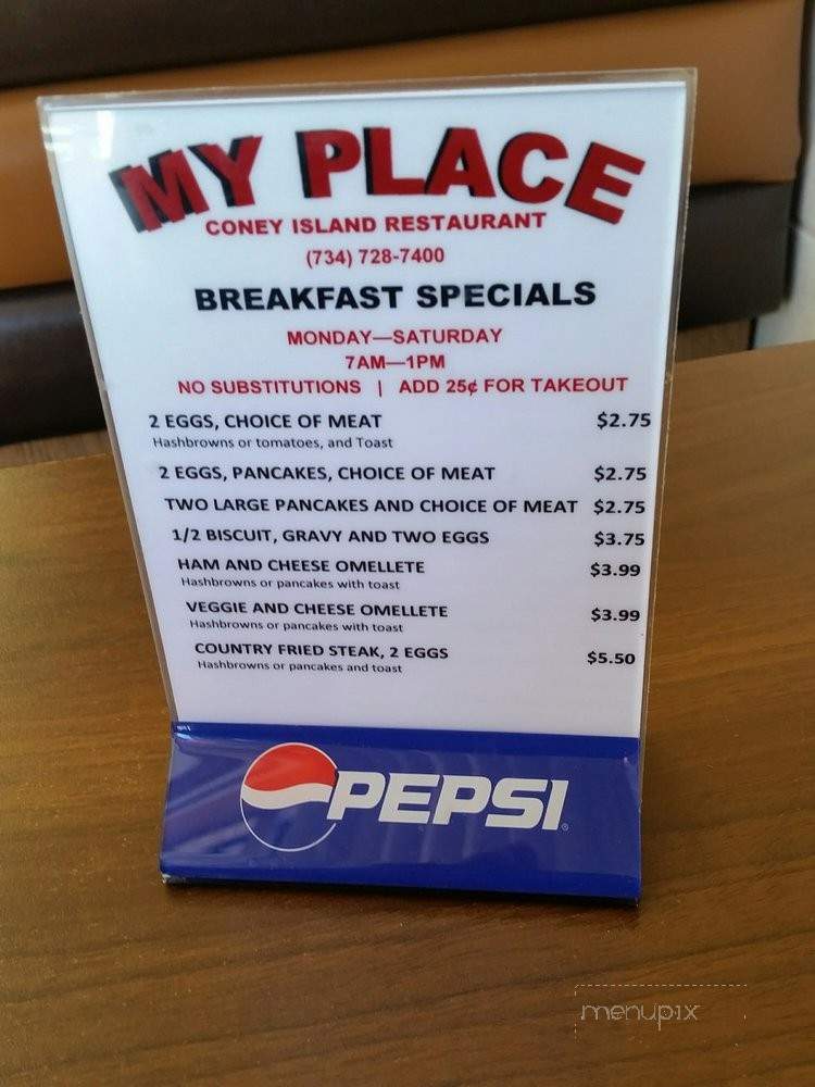 My Place Restaurant - Wayne, MI menu_pic