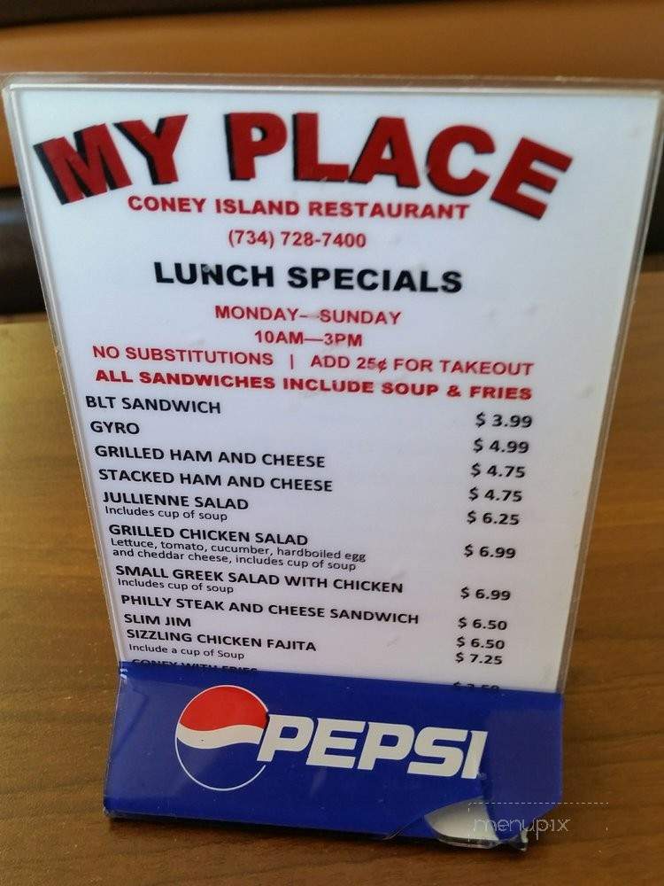 My Place Restaurant - Wayne, MI menu_pic