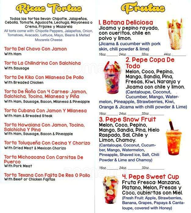 Online Menu of Pepe's Fruit Cup, Round Rock, TX