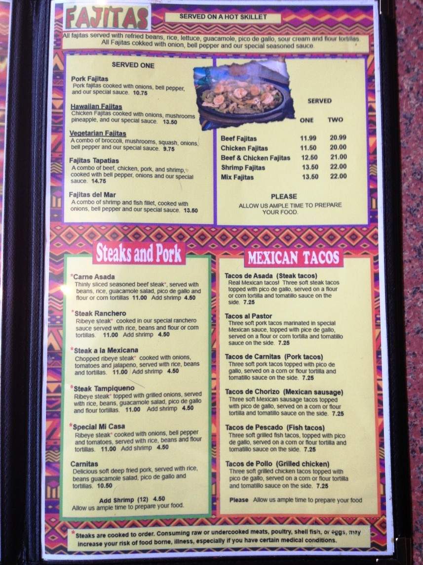 Mi Casa - Lawrenceville, GA menu_pic