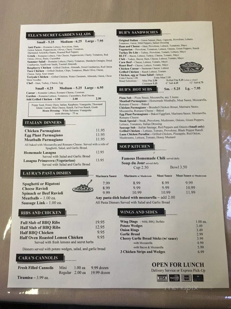 Bub-N-Ella's Family Pizzeria - Saint Clair, MI menu_pic