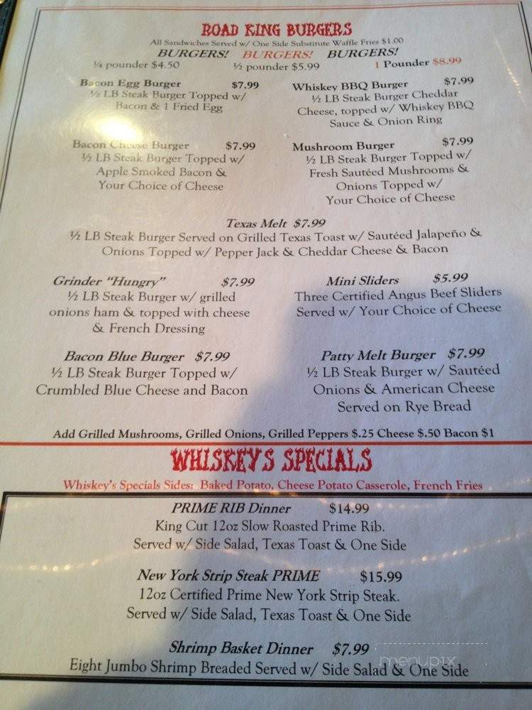 Whiskeys Rockton Inn - Rockton, IL menu_pic