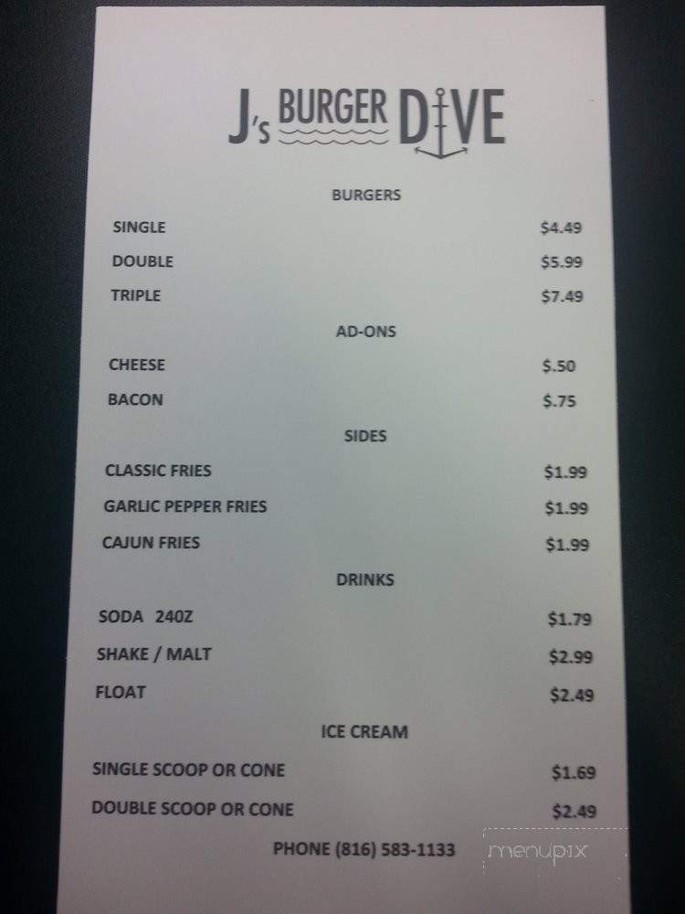 J's Burger Dive - Hamilton, MO menu_pic