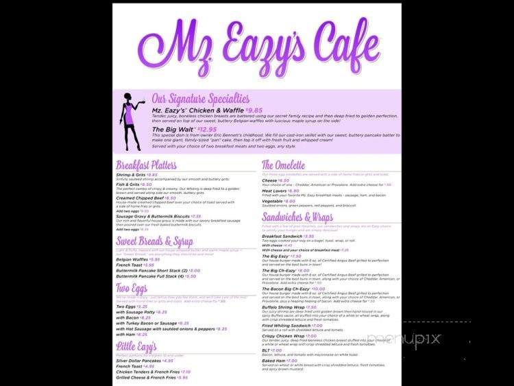 Mz. Eazy Cafe' - Winslow Township, NJ menu_pic
