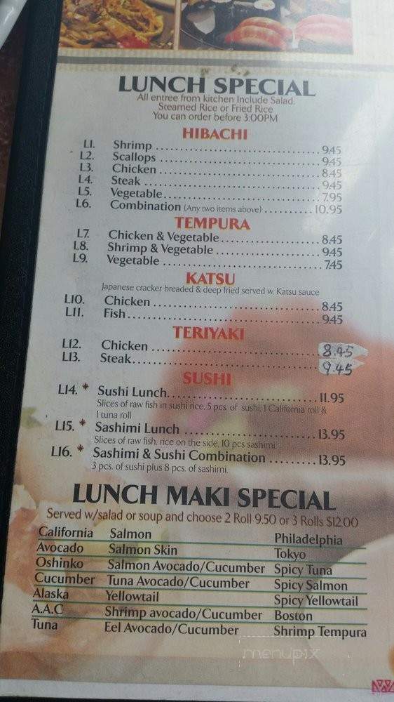 Zhang's Fancy Q Sushi Bar and Grill - Brunswick, GA menu_pic