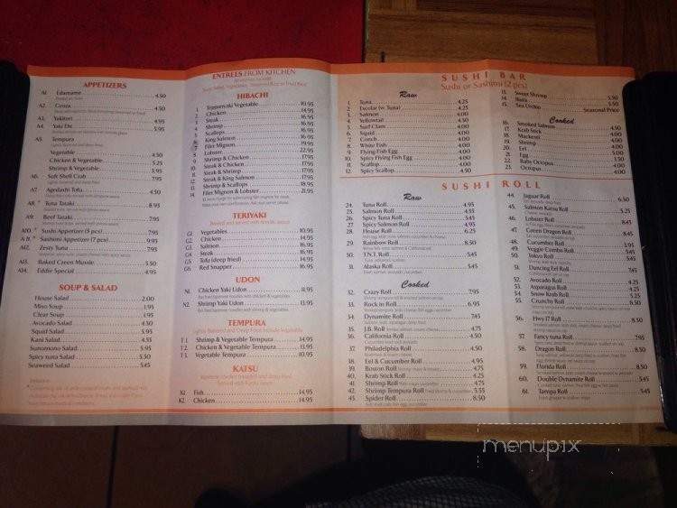 Zhang's Fancy Q Sushi Bar and Grill - Brunswick, GA menu_pic