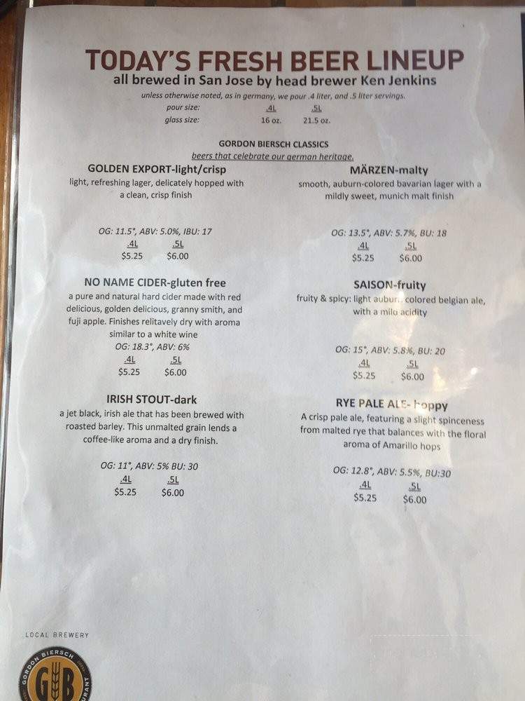 Gordon Biersch - Sacramento, CA menu_pic