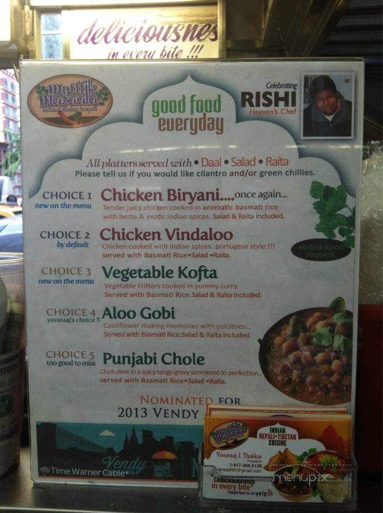 Mysttik Masaala - New York, NY menu_pic