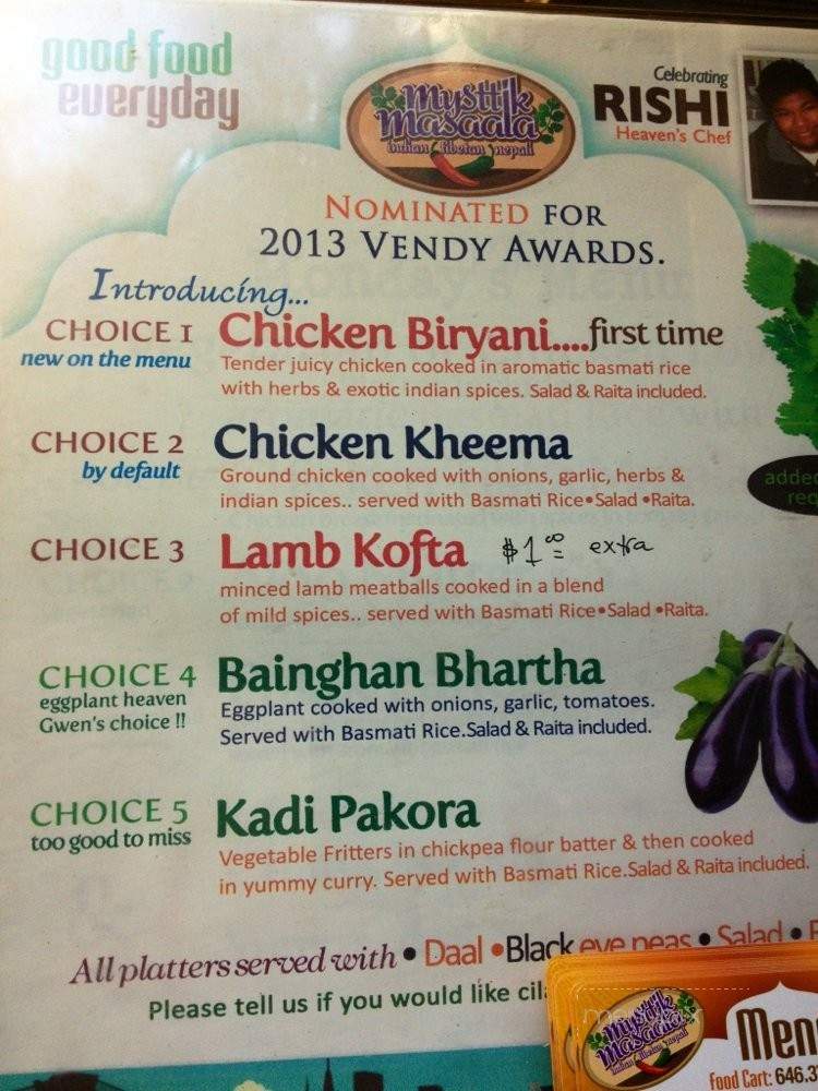 Mysttik Masaala - New York, NY menu_pic