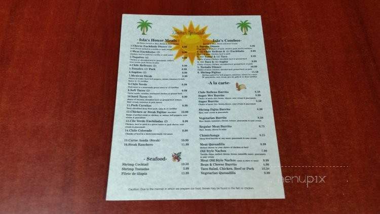 Isla Bonita - Bethel Island, CA menu_pic