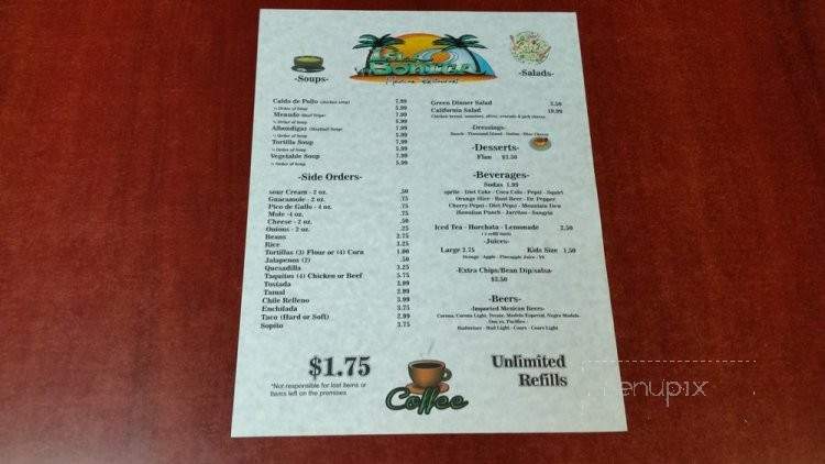 Isla Bonita - Bethel Island, CA menu_pic