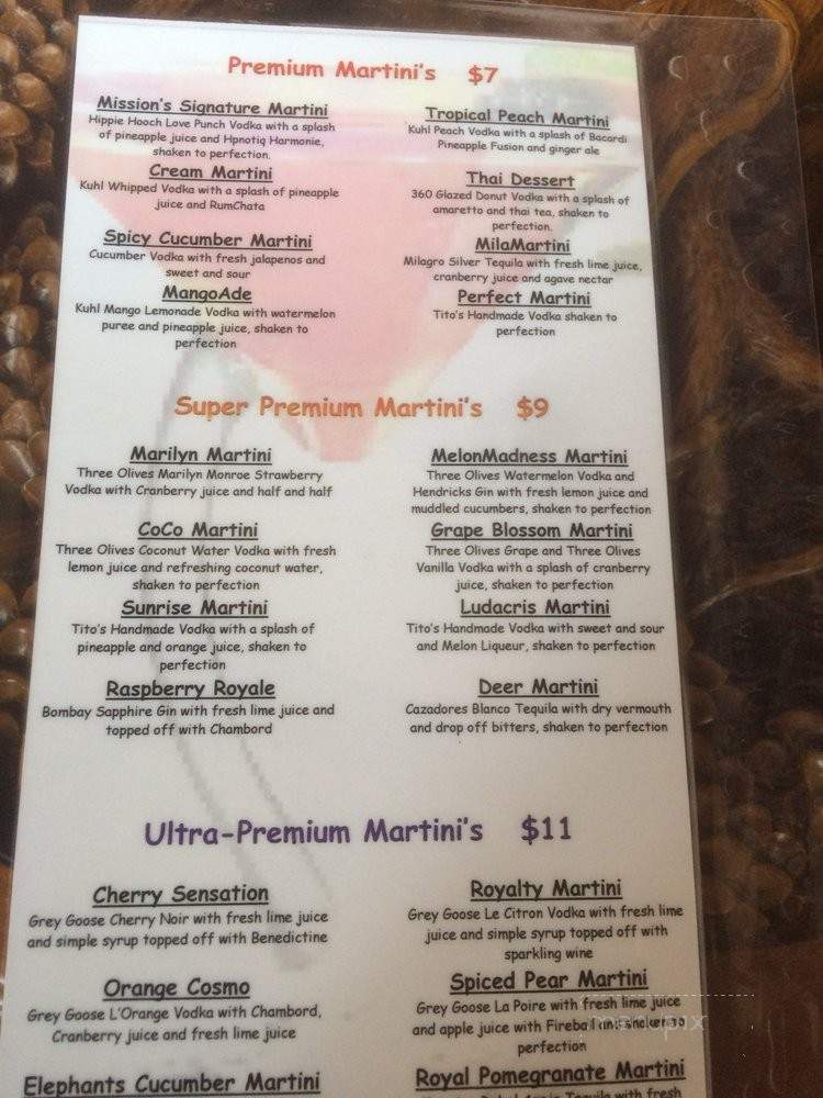 Mission Martini - Riverside, CA menu_pic