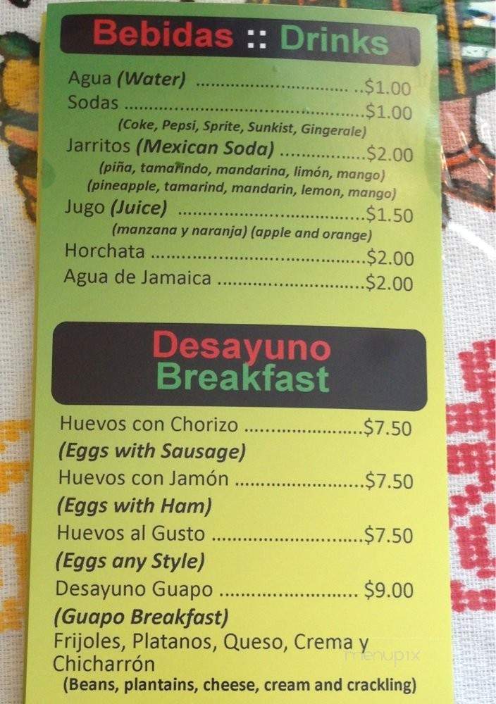 El Taco Guapo - Lawrence, MA menu_pic