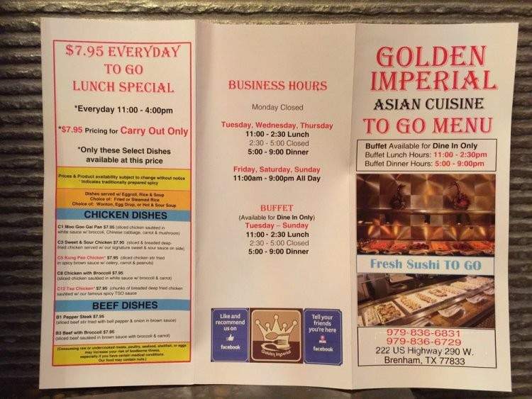 Golden Imperial - Brenham, TX menu_pic