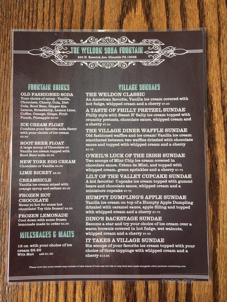 The Weldon Soda Fountain - Glenside, PA menu_pic
