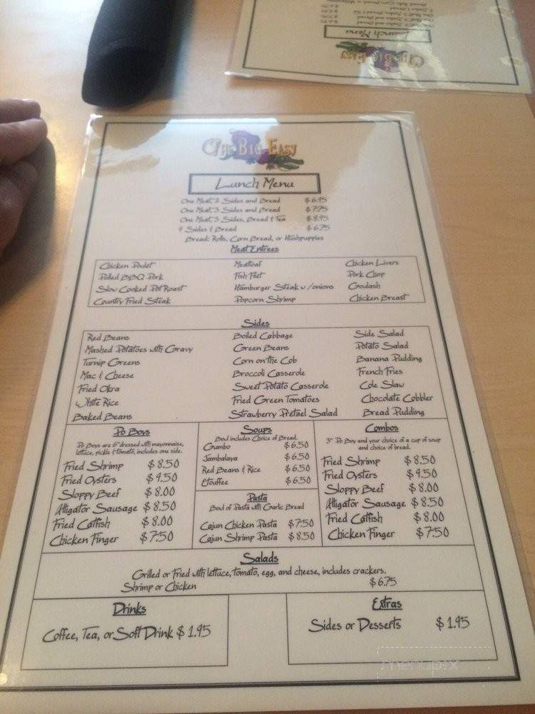 The Big Easy - Decatur, AL menu_pic