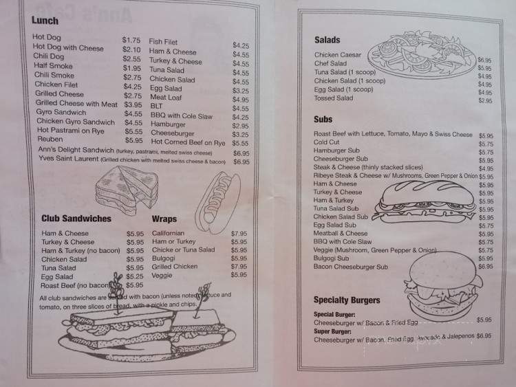 Ann's Cafe- Subs & Sandwiches - Gaithersburg, MD menu_pic