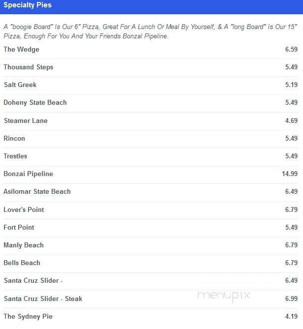 Bonzai Beach Club - Grand Island, NE menu_pic