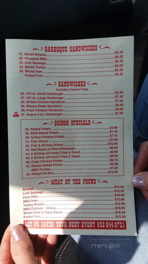 Going's Bar-b-que - Sulphur, LA menu_pic