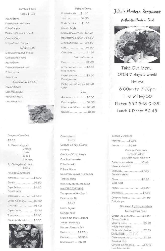 Julio's Mexican - Clermont, FL menu_pic