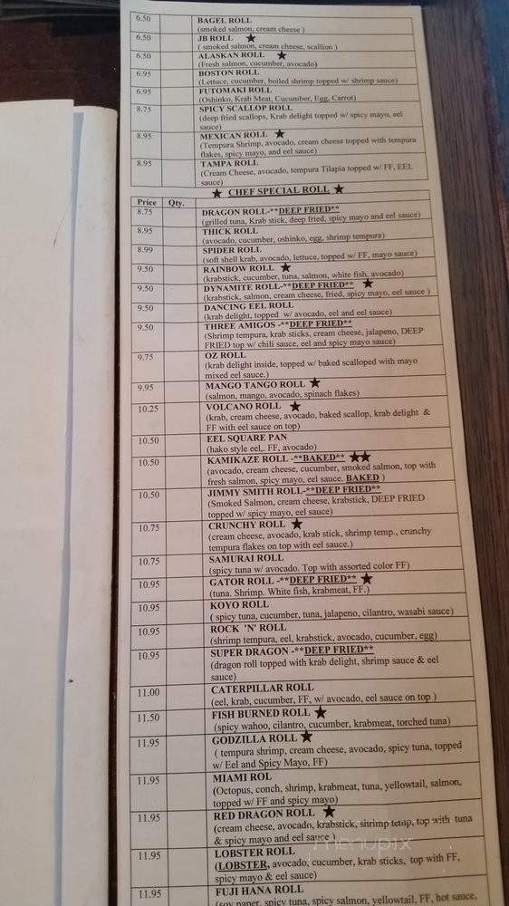 Samurai Japanese Steakhouse - Gainesville, FL menu_pic