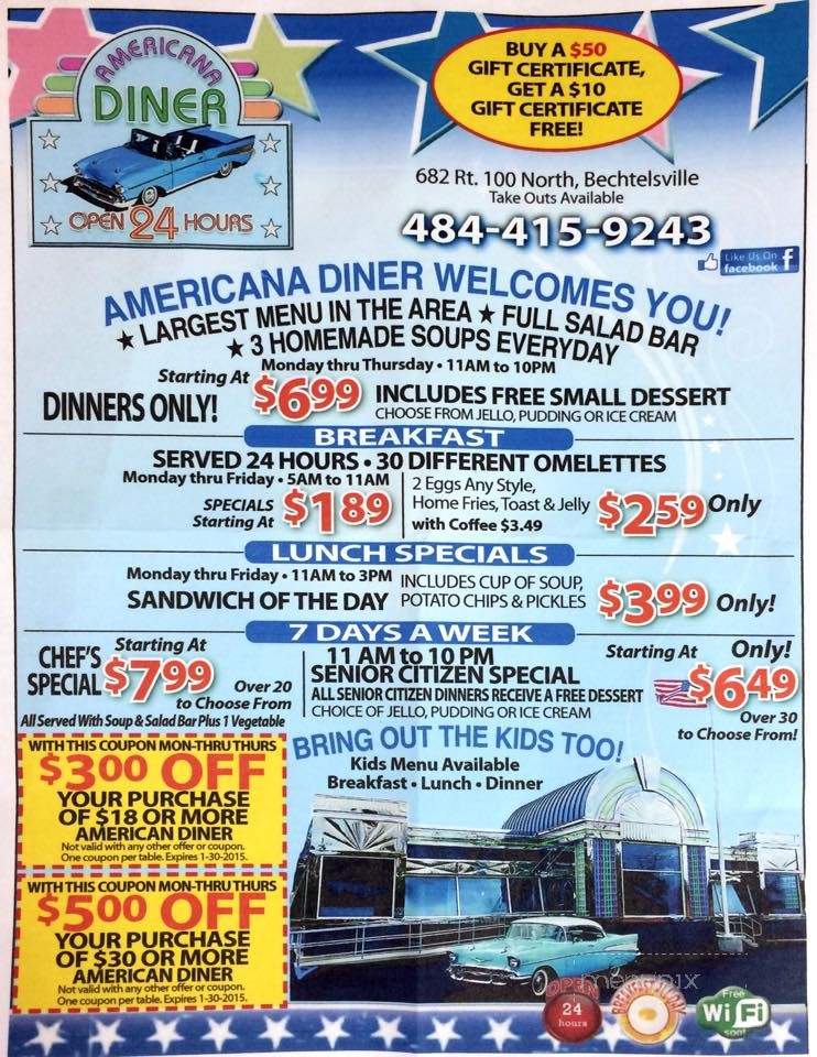 Americana Diner - New Berlinville, PA menu_pic