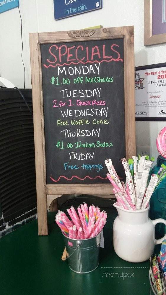 Scoops Ice Cream Gelato - Red Bluff, CA menu_pic