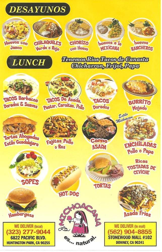 La Michoacana - Downey, CA menu_pic