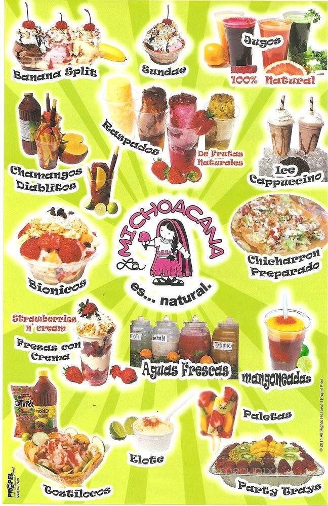 La Michoacana - Downey, CA menu_pic