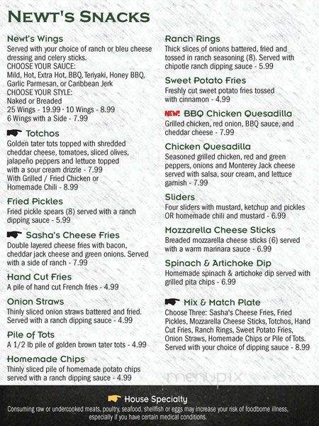 Newt's Burgers - Shelby, NC menu_pic