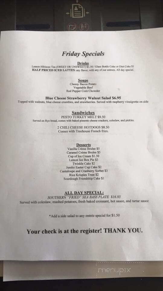 Badin Treehouse Coffee - Badin, NC menu_pic