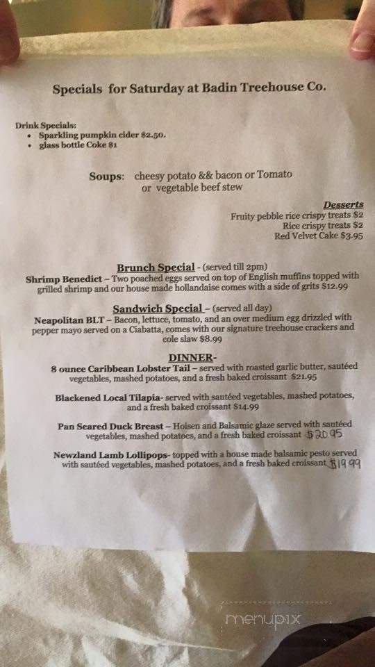 Badin Treehouse Coffee - Badin, NC menu_pic