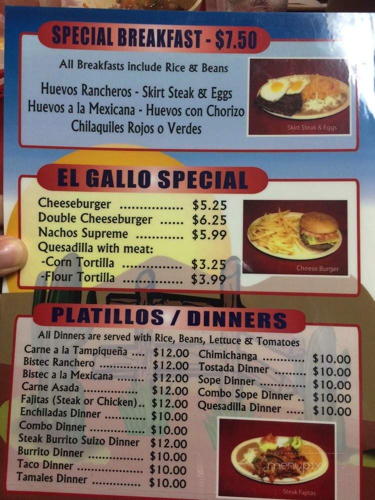 El Gallo Tapatio - Palos Park, IL menu_pic
